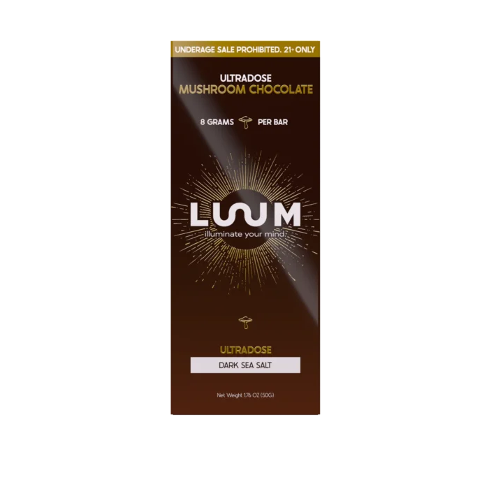 LUUM Dark Sea Salt Ultradose Mushroom Chocolate bar packaging